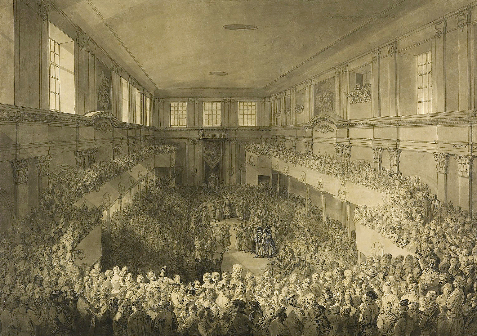 Zaprzysiężenie Konstytucji 3 maja w Sali Senatorskiej na Zamku Królewskim w Warszawie, rysunek Jana Piotra Norblina