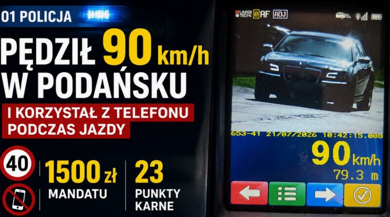 Pędził 90 km/h w Podańsku