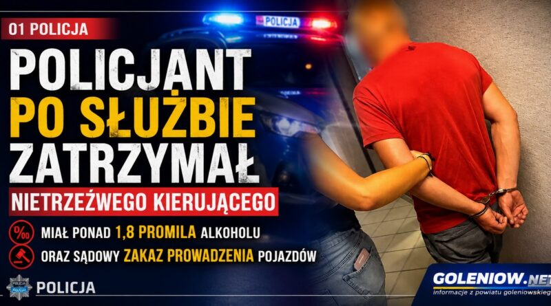 Policjant po służbie zatrzymał pijanego kierowcę.