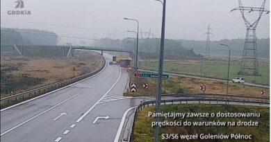 Dramatyczny poślizg ciężarówki na łącznicy S3/S6 Dramatyczny poślizg ciężarówki na łącznicy S3/S6