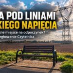 Ławka pod liniami wysokiego napięcia w Goleniowie.